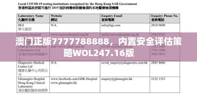 澳门正版7777788888,内置安全评估策略WOL247.16版
