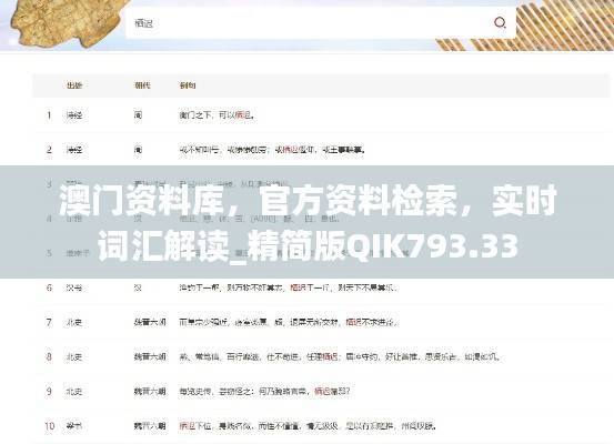 澳门资料库,官方资料检索,实时词汇解读_精简版QIK793.33