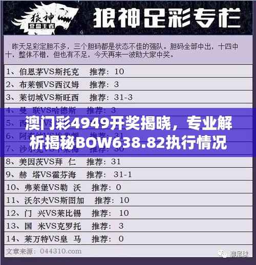 澳门彩4949开奖揭晓,专业解析揭秘BOW638.82执行情况