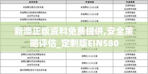 新澳正版资料免费提供,安全策略评估_定制版EIN580