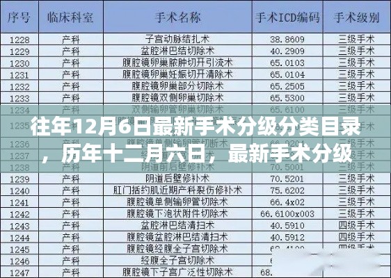 历年十二月六日最新手术分级分类目录深度解读与影响回顾,手术分级的新变化与意义探讨